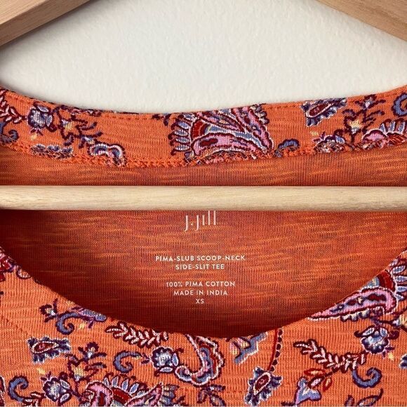 J. Jill Paisley Pima Slub Scoop Neck Tee Top Size XS - Picture 6 of 10